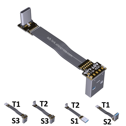 Cable de carga USB tipo c, de 0,2 conector en forma de L/1/2m, cinta FPC de ángulo de 90 grados, sincronización de datos, Cable de transferencia Línea alámbrica ► Foto 1/6