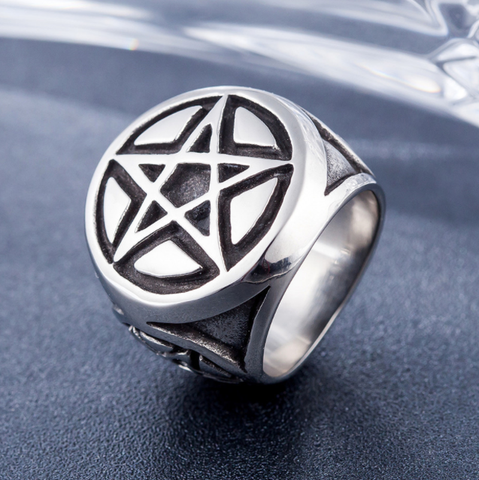 Anillo de pentagrama mágico misterioso Vintage para hombre, joyas de amuleto de Metal de alta calidad ► Foto 1/6