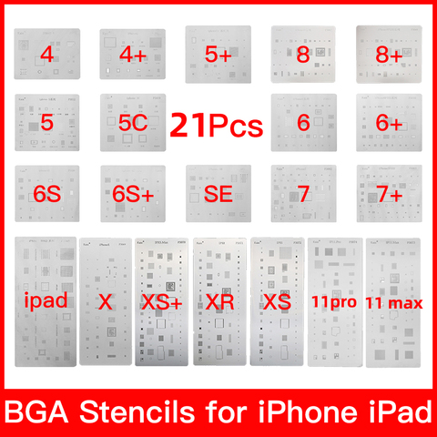 19 pcs conjunto completo IC Chip BGA Reballing Stencil Bluetooth Para iPhone XS MAX XR 8p 7 6 6 s SE 5S 5C 5 4S iPad de alta calidad ► Foto 1/6