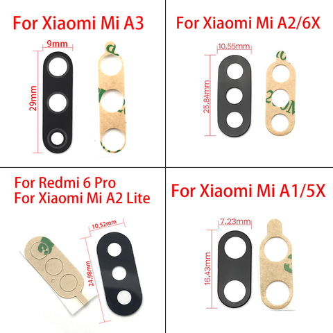 2 unids/lote, cubierta de lente de cristal de cámara trasera para Xiaomi Mi A3 con adhesivo para Xiaomi Mi A1 A2 Lite piezas de repuesto ► Foto 1/6