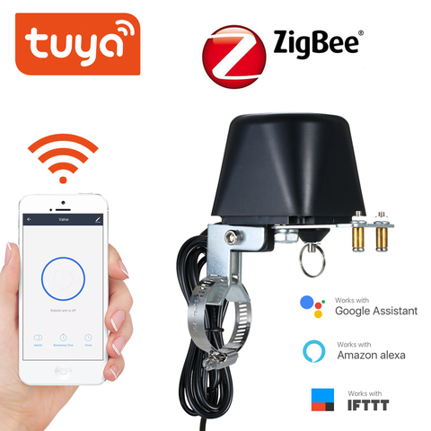 Tuya ZigBee-Válvula de agua y Gas inteligente, Control inalámbrico, automatización del hogar, funciona con Alexa y asistente de Google ► Foto 1/6