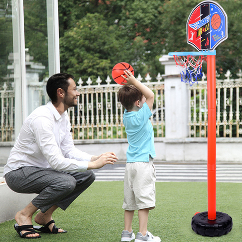 Juego de soportes de baloncesto con altura ajustable para niños, tablero de aro de baloncesto para niños, conveniente juguetes para ejercicios al aire libre ► Foto 1/6