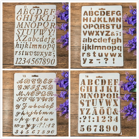 4 unids/set 11 pulgadas letras del alfabeto bricolaje capas plantilla para pintura álbum de recortes estampado gofrado de álbumes y tarjetas de papel plantilla ► Foto 1/5