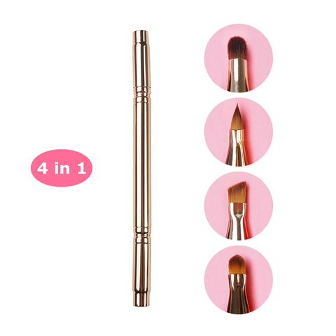 Brocha de maquillaje multifuncional 4 en 1, brocha retráctil de Metal dorado para sombra de ojos, corrector, pincel para brillo de labios para viajes ► Foto 1/6