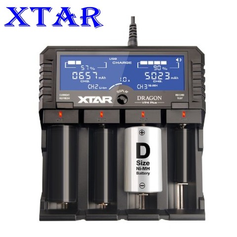 XTAR-Cargador de batería inteligente DRAGON VP4 PLUS, adaptador de sonda, Cargador de coche de carga rápida, Cargador de batería 18650, XTAR ► Foto 1/4