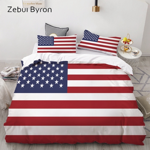 Juego de ropa de cama 3D personalizado, juego de funda de edredón Queen/King, juego de funda de edredón/Manta, Bandera de ropa de cama Estados Unidos EE. UU., de 3 piezas juego de cama, envío rápido ► Foto 1/3