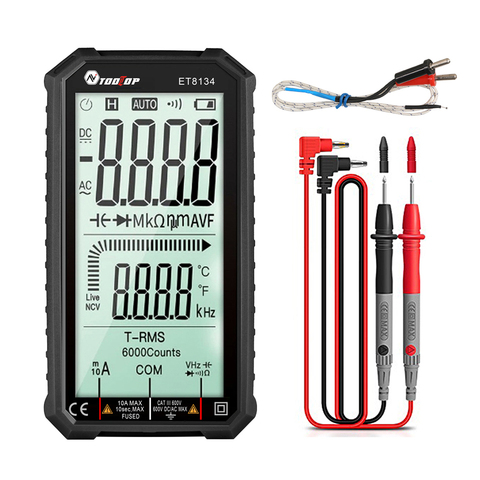 TOOLTOP-multímetro Digital ET8134, pantalla LCD de 4,7 pulgadas, medición de voltaje de corriente CC/CA, Medición de Resistencia de capacitancia frente a ANENG 620A ► Foto 1/6