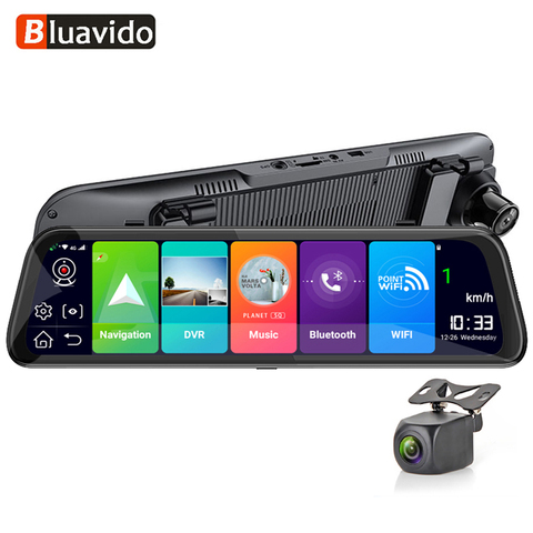 Bluavido 4G Android 8,1 espejo retrovisor para coche DVR navegación GPS 2G RAM correr rápido HD 1080P cámara de salpicadero grabadora de vídeo Monitor remoto ► Foto 1/6