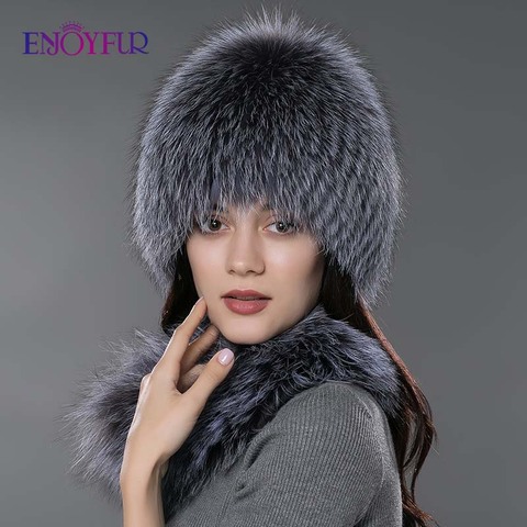 De piel de las mujeres sombrero de la bufanda para invierno natural bufanda de piel de zorro y sombrero de color sólido de nueva moda de calle disparar sombrero y bufanda ► Foto 1/5