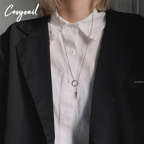 Cosysail-collar con colgante de cono de acero inoxidable para mujer, cadena minimalista largo, suéter, regalo de joyería 2022 ► Foto 1/1