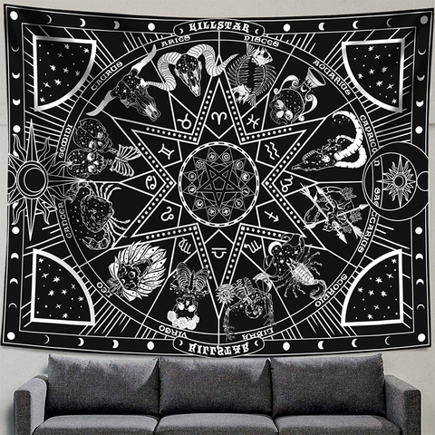 La astrología sol Luna constelación tapiz colgante de pared brujería decoración dormitorio pequeño Celestial psicodélica tapiz tela ► Foto 1/6