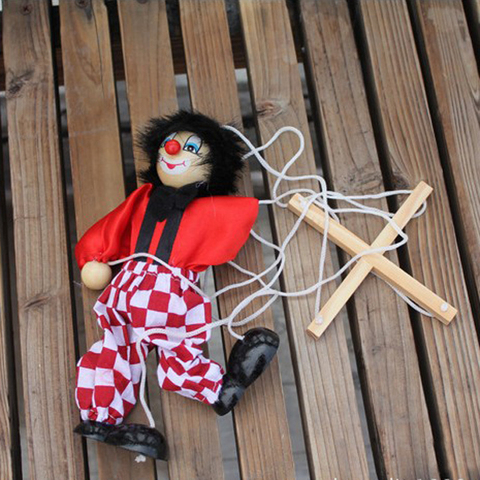 1 marioneta de madera de payaso, Marionette, juguete aleatorio para niños, Regalos divertidos ► Foto 1/6