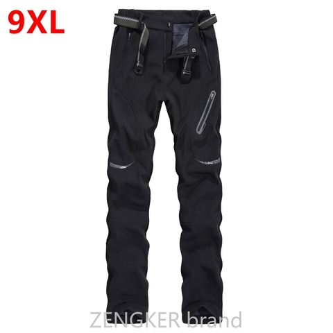 Invierno primavera plus tamaño pantalones casuales hombre impermeable grueso pantalones sandtroopers de gran tamaño pantalones de cáscara suave de hombre 9XL 8XL 7XL ► Foto 1/6