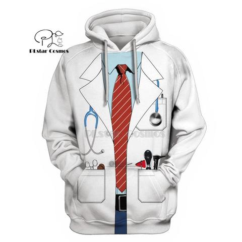 PLstar Cosmos médico uniforme traje de 3d sudaderas con capucha/sudadera de otoño invierno divertido cosplay de Navidad y Halloween streetwear ► Foto 1/3