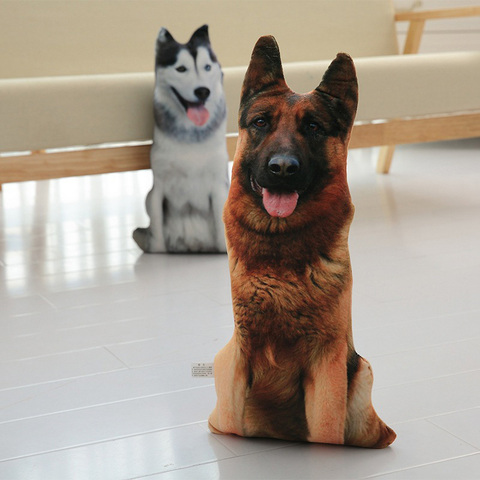 Con forma de cachorro cojín 3D perro almohada Peluche de imitación almohada casa Decoración sofá de Animal juguetes para los niños ► Foto 1/6