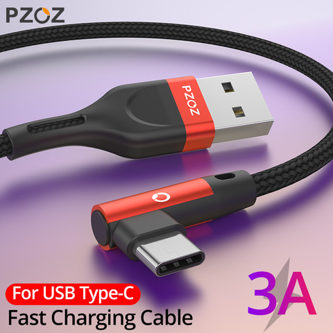 PZOZ-cable de carga rápida USB tipo C de 90 grados, cargador de datos para Samsung S10, S9, s8, xiaomi redmi note 9 s 8 ► Foto 1/6