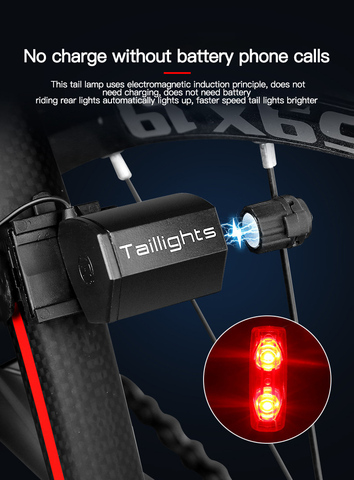 Luz de inducción magnética autoalimentada para bicicleta, lámpara de advertencia, luz trasera LED impermeable para ciclismo, accesorios para bicicleta ► Foto 1/6