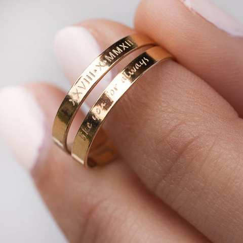 Anillo de nombre delicado con letras doradas para Mujer, joyería de nudillos, Anillos bohemios minimalistas ► Foto 1/6