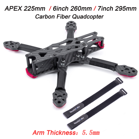 Nuevo APEX 5 pulgadas 225mm / 6 pulgadas 260mm / 7 pulgadas 295mm de fibra de carbono Quadcopter marco 5,5mm Kit de brazo para FPV libre Dron de carreras de control remoto ► Foto 1/6