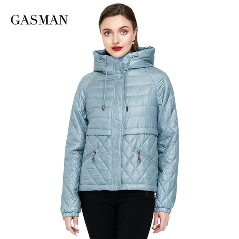 GASMAN-Chaqueta acolchada corta de algodón para mujer, Chaqueta corta lisa con cremallera, parka, ropa de otoño, Abrigo con capucha, 2022 ► Foto 1/6