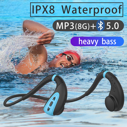 Ddj-auriculares Q1 de conducción ósea con memoria integrada, dispositivo IPX8 de 8G, resistente al agua, reproductor de música MP3, natación, buceo, 15 días de reposo ► Foto 1/6