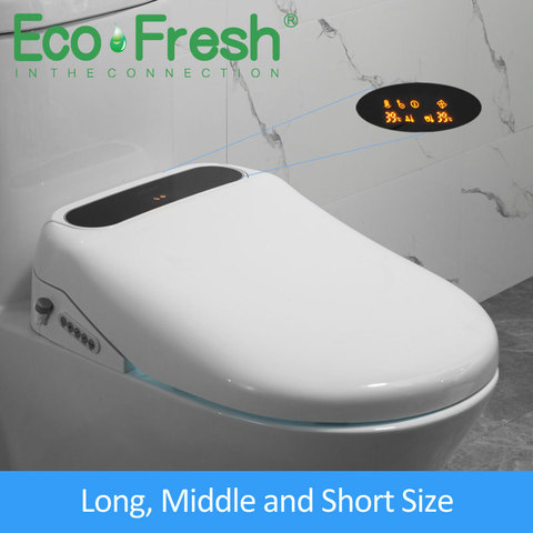 Ecofresh-asiento de baño inteligente en forma de U O V, tapa de inodoro eléctrico, bidé inteligente calentado, luz Led, Wc, asiento de inodoro inteligente ► Foto 1/6