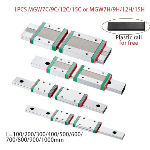 Riel deslizante lineal en miniatura MGW7, MGW12, MGW9, MGW15, L, 100, 200, 500, 600, 800mm, 1 unidad, MGW9 guía lineal, 1 unidad, carro MGW9H, impresión CNC 3D ► Foto 1/6