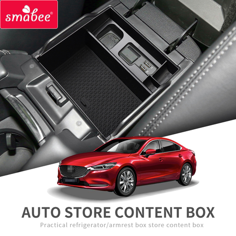 Smabee-caja de almacenamiento Reposabrazos de coche, organizador de accesorios, bandeja para apoyabrazos central, color negro, para Mazda 6 Atenza 2022 ► Foto 1/5