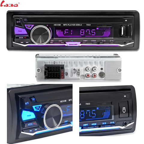 LaBo 12V-REPRODUCTOR DE Radio para coche, con Bluetooth, estéreo, FM, MP3, Audio 5V-Charger, USB, SD, MMC, AUX, sistema electrónico para automóvil, Autoradio de salpicadero, 1 DIN sin CD ► Foto 1/6