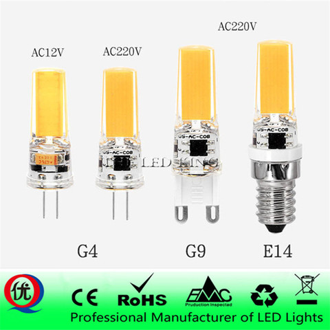 Bombilla de lámpara LED G4 G9 E14, atenuación CA/CC de 12V, 220V, 3W, 6W, 9W, 12W, COB, iluminación LED SMD, reemplazo de foco halógeno ► Foto 1/6