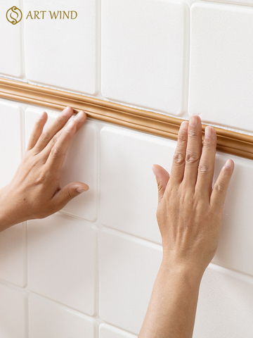 Tira decorativa para Borde de pared de TV, pegatinas de línea de cintura de rodapiés autoadhesivas, líneas suaves ► Foto 1/6