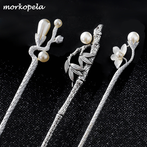 Morkopela-horquilla de perlas de imitación para mujer, horquilla de perlas de estilo chino Vintage, accesorios para el cabello, el mejor regalo, joyería ► Foto 1/6