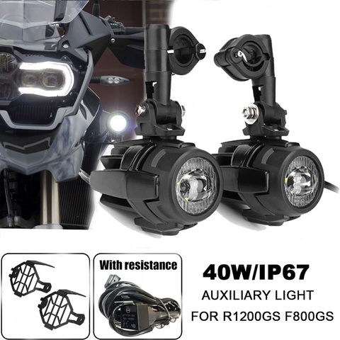 Luces auxiliares de 40W para motocicleta, focos de luz antiniebla y sistema de montaje para motos, compatible con BMW R1200GS, F 850GS, F750GS, F850GS, 750GS, 1250GS, GS y LC, aventura ► Foto 1/6