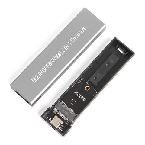 M2 SSD caso NVME carcasa M.2 USB a USB tipo C 3,1 SSD adaptador doble señal NVME PCIE NGFF SATA M/B/clave SSD disco caja SSD caso ► Foto 1/6