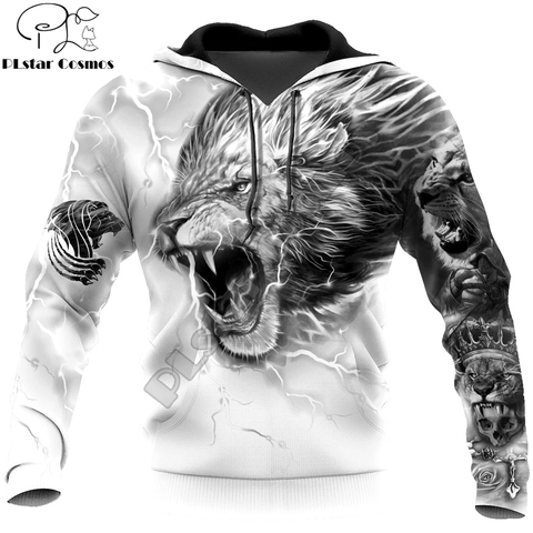 Tatuaje del león 3D completamente estampado sudaderas con capucha Harajuku Streetwear moda Sudadera con capucha Unisex chaqueta de otoño chándales envío de la gota ► Foto 1/6