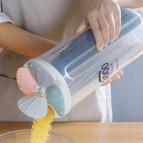 Tarro de almacenamiento de cocina, depósito sellado, caja de almacenamiento con compartimento, dispensador de cereales de plástico, tarros de albañil con tapa, juegos de botes de cocina ► Foto 1/6