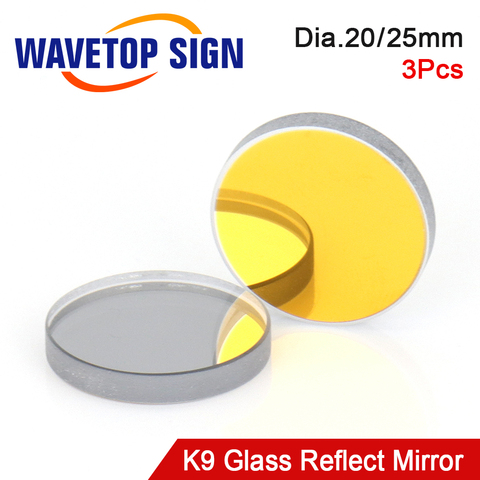 WaveTopSign K9 CO2 reflexión de láser espejo D20 D25mm de vidrio de oro con recubrimiento para Co2 máquina de corte con grabadora láser ► Foto 1/6