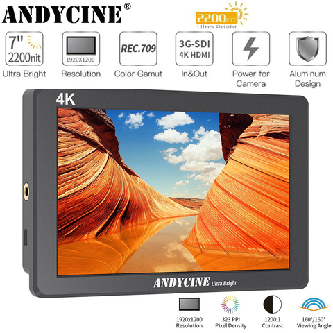 Andycine-Monitor X7S DSLR de 7 pulgadas, IPS, HDMI, SDI 2200, Ultra brillante, para cámara, diseño de aluminio, asistencia de enfoque, Monitor de dirección ► Foto 1/6