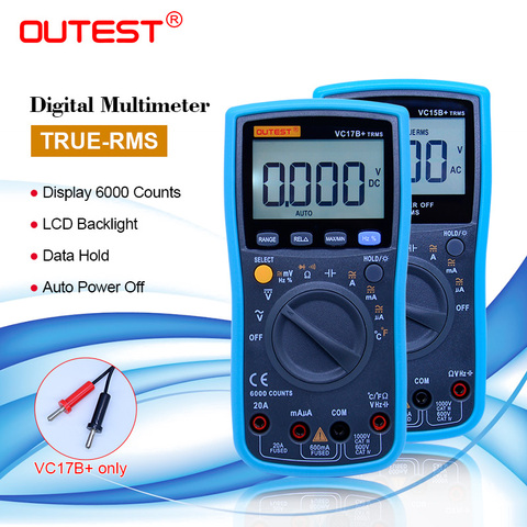 Multímetro Digital de verdadero valor eficaz (RMS) 6000 cuentas Auto/manual AC/DC voltímetro amperímetro Ohm capacitancia temperatura diodo de VC17B + ► Foto 1/1