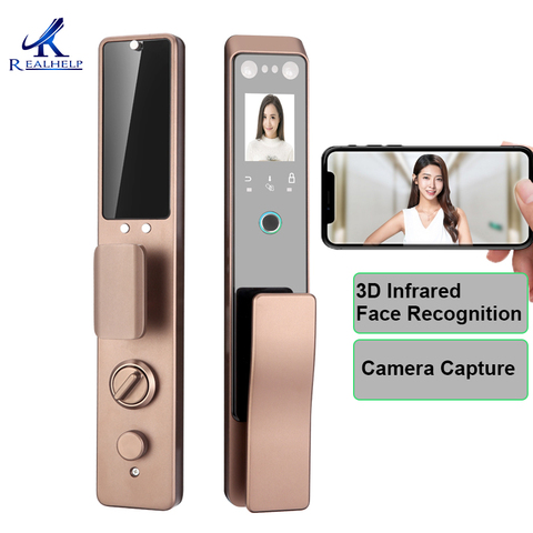 Cerradura de puerta Digital con reconocimiento Facial, dispositivo de cierre automático completo, de seguridad, reconocimiento Facial, código de acceso ► Foto 1/6