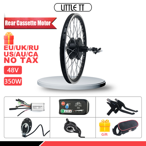 Kit de conversión de bicicleta eléctrica rueda de Motor de cubo de Cassette trasero, 48V, 350W, opcional, 16-29 