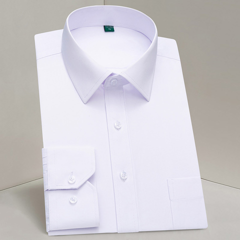Camisa Formal de manga larga para hombre, ropa de negocios de calidad, con bolsillos en el pecho, color blanco, azul claro, negro y rosa ► Foto 1/6