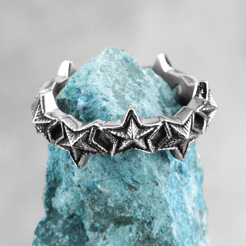 Anillos para mujer y hombre de acero inoxidable con estrellas pequeñas, joyería sencilla para chica, novio, amantes, regalo creativo, venta al por mayor ► Foto 1/6