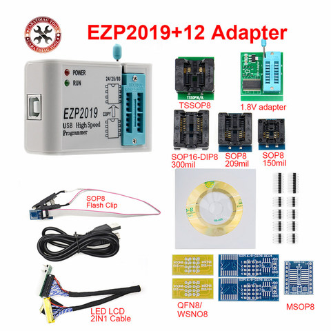 Programador USB SPI de alta velocidad EZP2022, soporte 2022, 24, 25, 93, EEPROM, 25, Flash, BIOS, juego completo con 12 adaptadores ► Foto 1/6