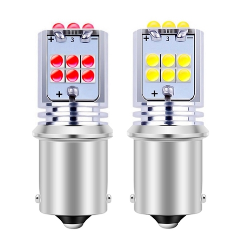 2 uds 1156 BA15S P21W R5W Super brillante 1800Lm LED Auto señal de giro reversa bombilla de freno luz diurna rojo Amarillo Blanco ► Foto 1/6