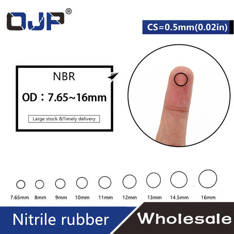 Junta de goma de nitrilo resistente al agua, 30 unids/lote, negro, NBR CS, 0,5mm de grosor, OD7.65/8/9/10/11/12/13/14.5/16mm ► Foto 1/5