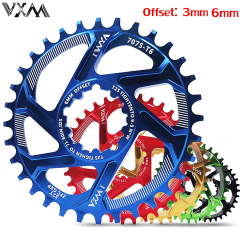 VXM-Cadena de bicicleta de montaña GXP, anillo de cadena de bicicleta de montaña 30T 32T 34T 36T 38T, juego de bielas anchas y angostas, compatible con GXP XX1 X9 XO X01Offset 3mm 6mm ► Foto 1/6