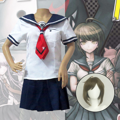 Cosplay Danganronpa trajes Naegi Komaru uniforme falda de las mujeres/top/corbata/calcetines/peluca Anime traje JK uniforme de la escuela ► Foto 1/5