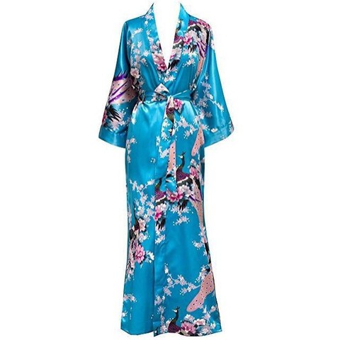 Más tamaño XXXL mujeres chinas Long Robe imprimir flor Pavo Real Kimono Albornoz vestido novia dama Robes Sexy ropa de dormir ► Foto 1/6
