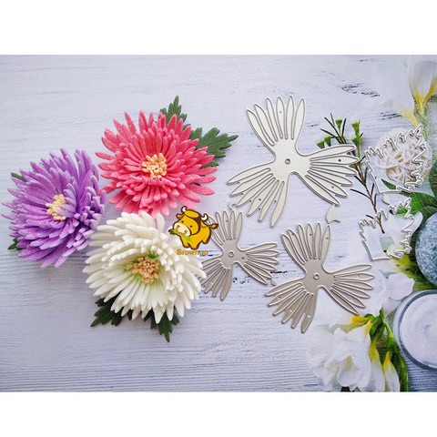 Troqueles de corte de Metal con flores de crisantemo, plantilla para álbum de recortes, tarjetas de papel de grabado, bricolaje, hacer troqueles artesanales ► Foto 1/6